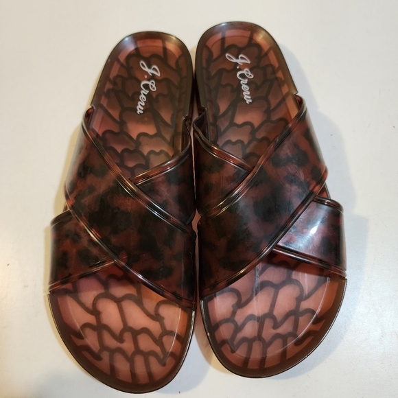 J Crew Jelly Slides Cross Straps Sandals Fits 8 - Picture 10 of 11